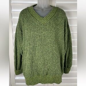 WILLAPA BAY KNITS Green Hand Knit Green Sweater Size L South Bend Washington USA